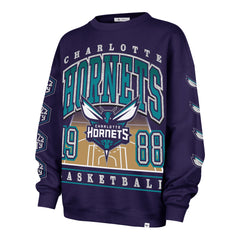 CHARLOTTE HORNETS GO BIG '47 OVERSIZED CREW WOMENS PURPLE