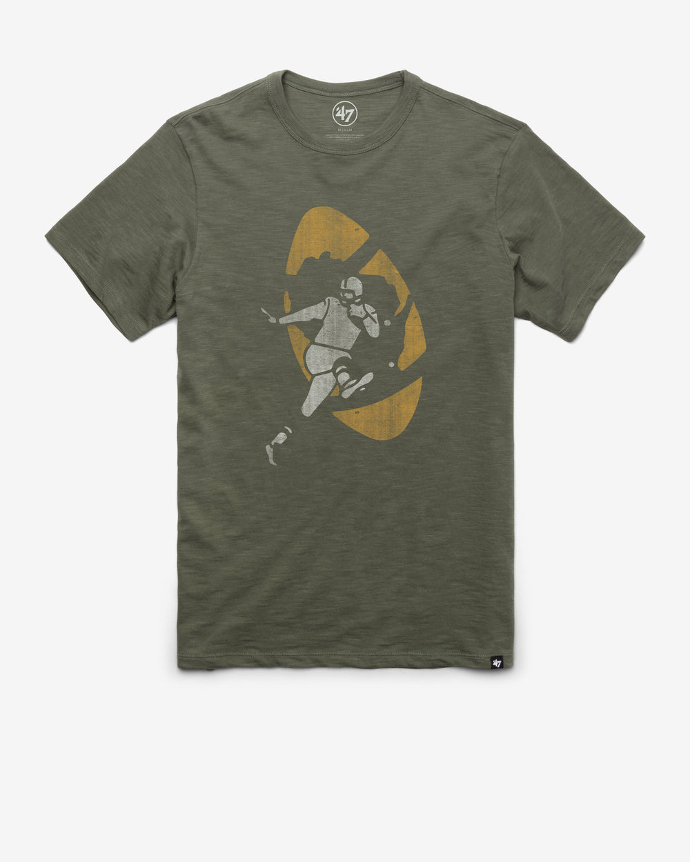 GREEN BAY PACKERS HISTORIC GRIT VINTAGE '47 SCRUM TEE BOTTLE GREEN