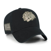 CHICAGO BLACKHAWKS KHAKI ACCENTS '47 CLEAN UP BLACK