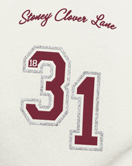 ALABAMA CRIMSON TIDE STONEY CLOVER LANE X '47 OVERSIZED GLITTER ARCH CREW WOMENS SANDSTONE