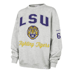 LOUISIANA STATE TIGERS LSU STONEY CLOVER LANE X '47 OVERSIZED GLITTER ARCH CREW WOMENS RELAY GREY