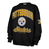 PITTSBURGH STEELERS STONEY CLOVER LANE X '47 OVERSIZED GLITTER ARCH CREW WOMENS JET BLACK
