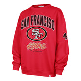 SAN FRANCISCO 49ERS STONEY CLOVER LANE X '47 OVERSIZED GLITTER ARCH CREW WOMENS RED