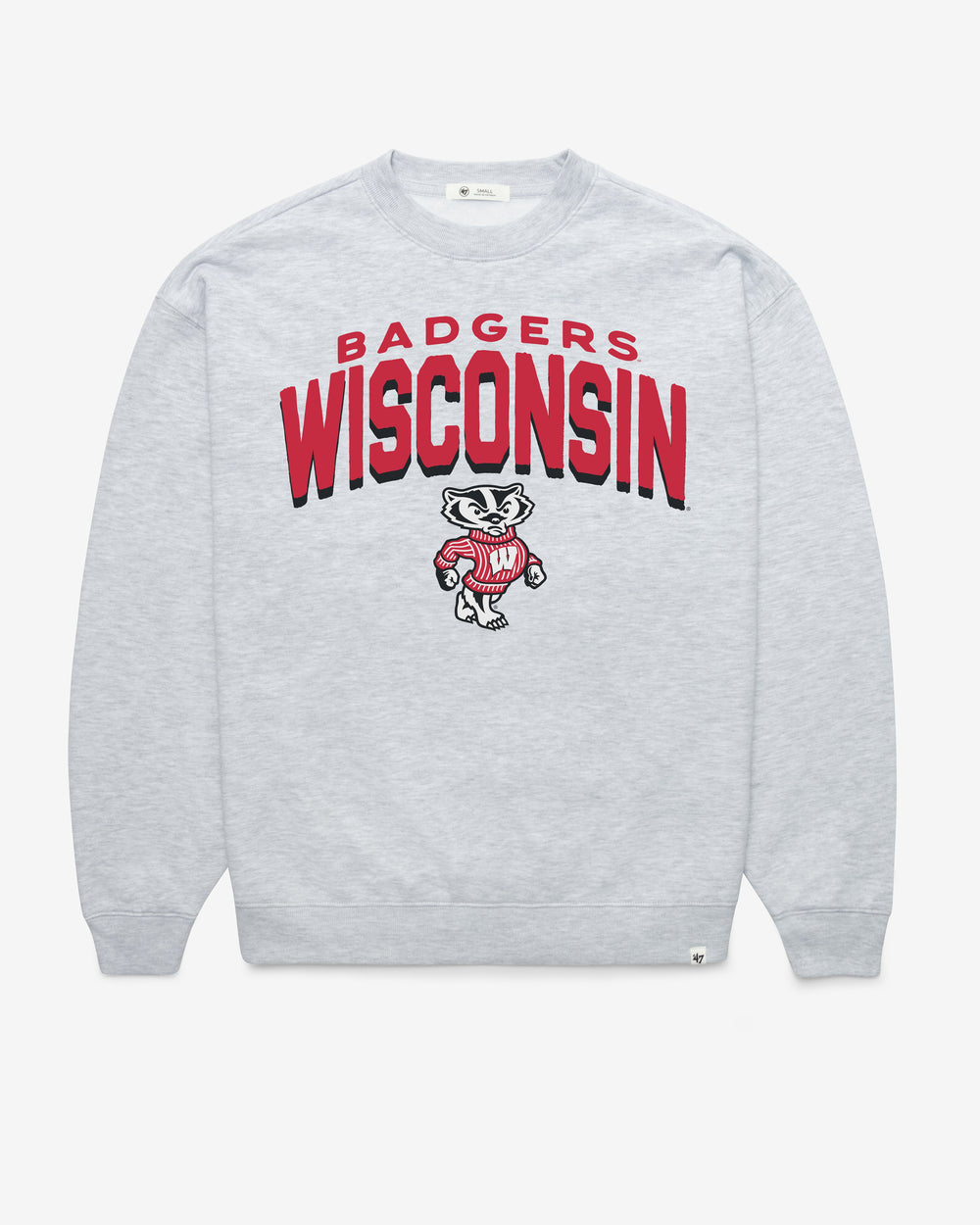 WISCONSIN BADGERS CAMPUS ARCH CLOUD '47 OVERSIZED CREW WOMENS RELAY GREY