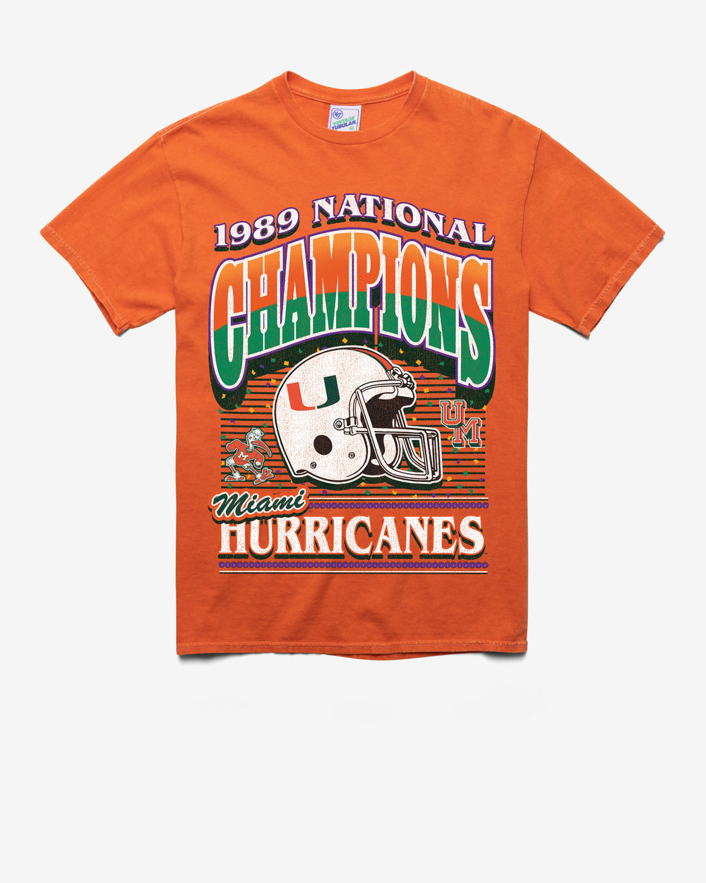 MIAMI HURRICANES H-CHAMPS LOCKER VINTAGE '47 TUBULAR TEE DT ORANGE