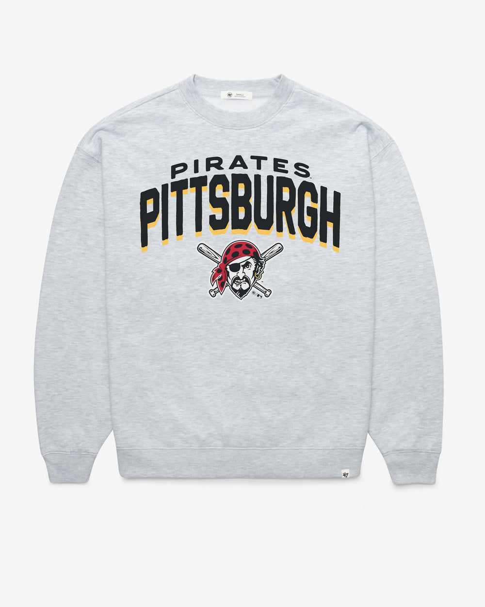 PITTSBURGH PIRATES CAMPUS ARCH CLOUD '47 OVERSIZED CREW WOMENS RELAY GREY