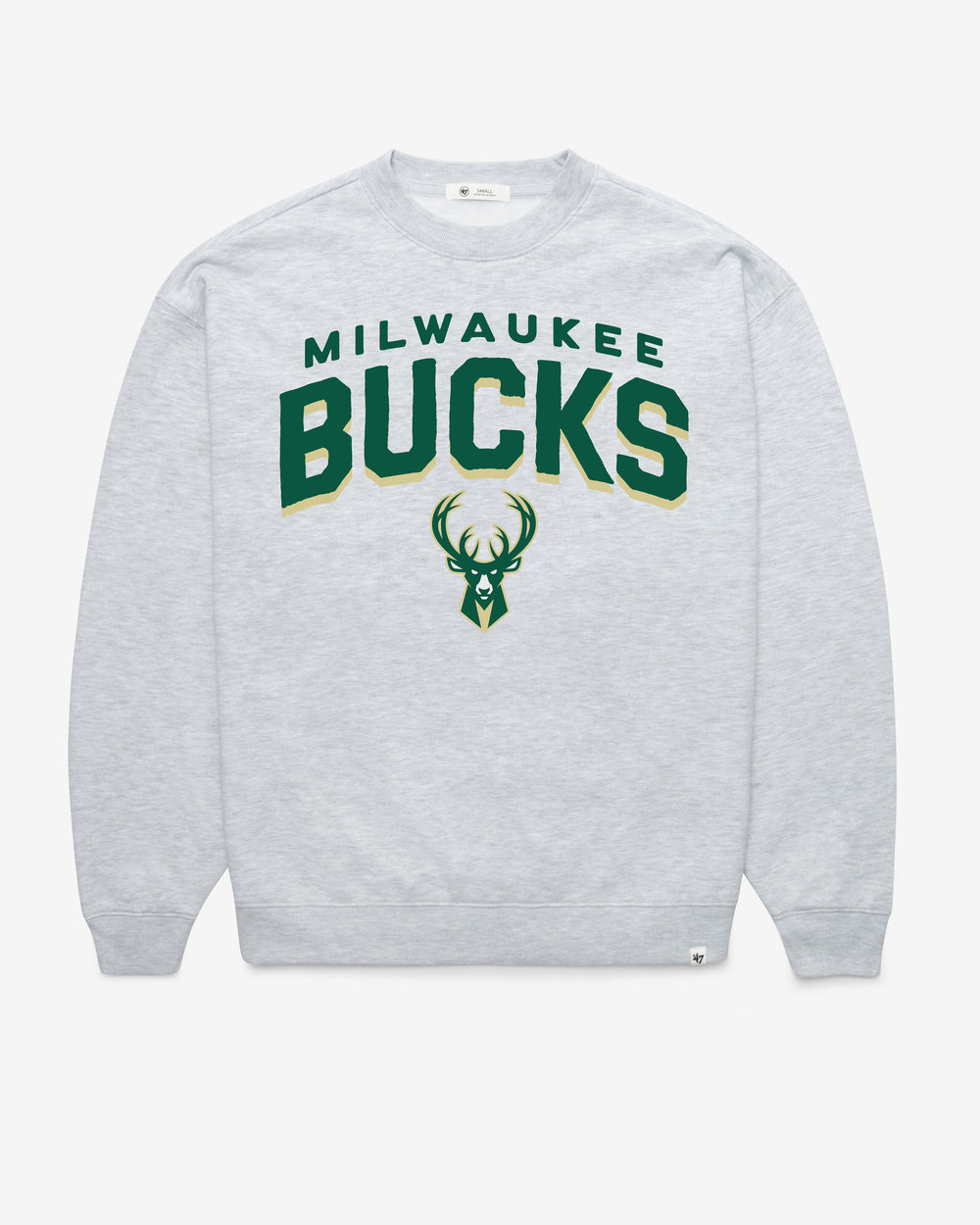 MILWAUKEE BUCKS CAMPUS ARCH CLOUD '47 OVERSIZED CREW WOMENS RELAY GREY