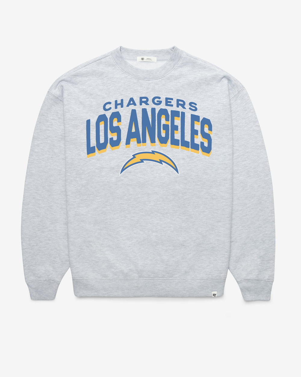 LOS ANGELES CHARGERS CAMPUS ARCH CLOUD '47 OVERSIZED CREW WOMENS RELAY GREY