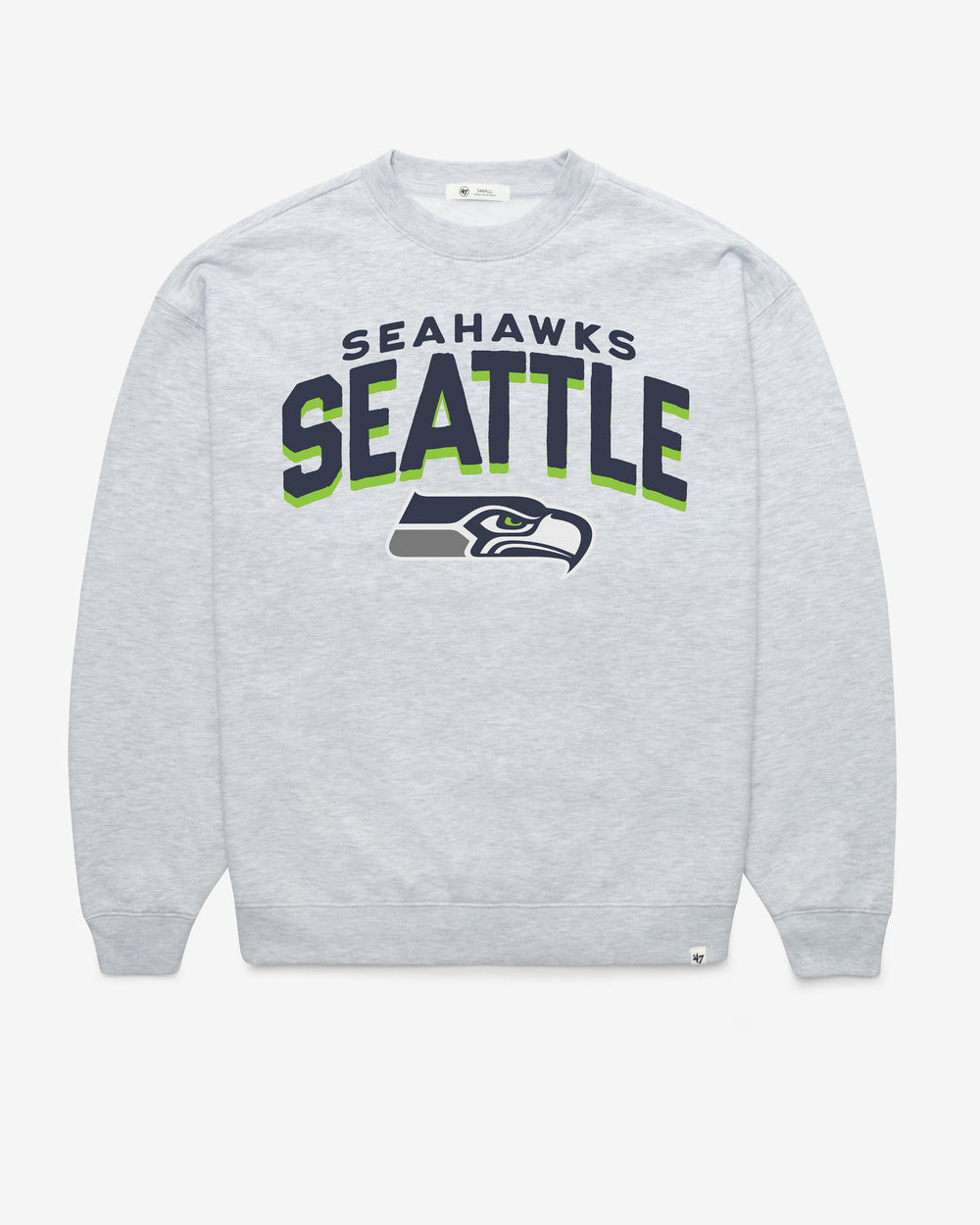 SEATTLE SEAHAWKS CAMPUS ARCH CLOUD '47 OVERSIZED CREW WOMENS RELAY GREY