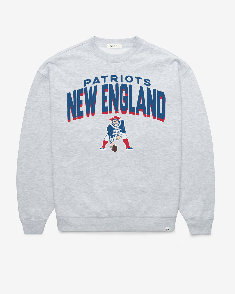 NEW ENGLAND PATRIOTS HISTORIC CAMPUS ARCH CLOUD '47 OVERSIZED CREW WOMENS RELAY GREY