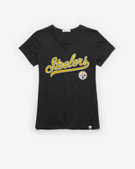PITTSBURGH STEELERS TAIL SWEEP '47 FRANKIE TEE WOMENS FLINT BLACK