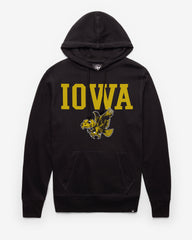 IOWA HAWKEYES VINTAGE STRAIGHT BLOCK '47 HEADLINE HOOD JET BLACK