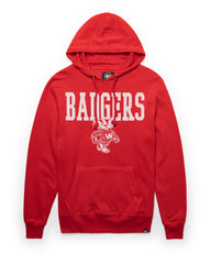 WISCONSIN BADGERS VINTAGE STRAIGHT BLOCK '47 HEADLINE HOOD RED