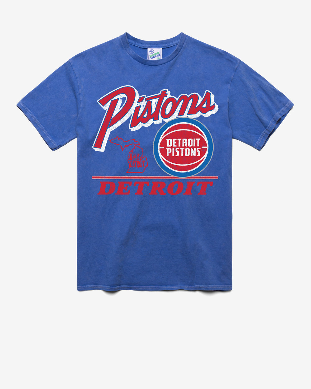 DETROIT PISTONS FLY BY VINTAGE '47 TUBULAR TEE DT CALI BLUE