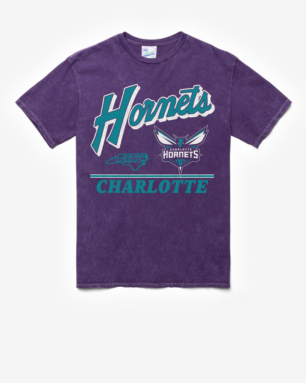 CHARLOTTE HORNETS FLY BY VINTAGE '47 TUBULAR TEE DT PURPLE