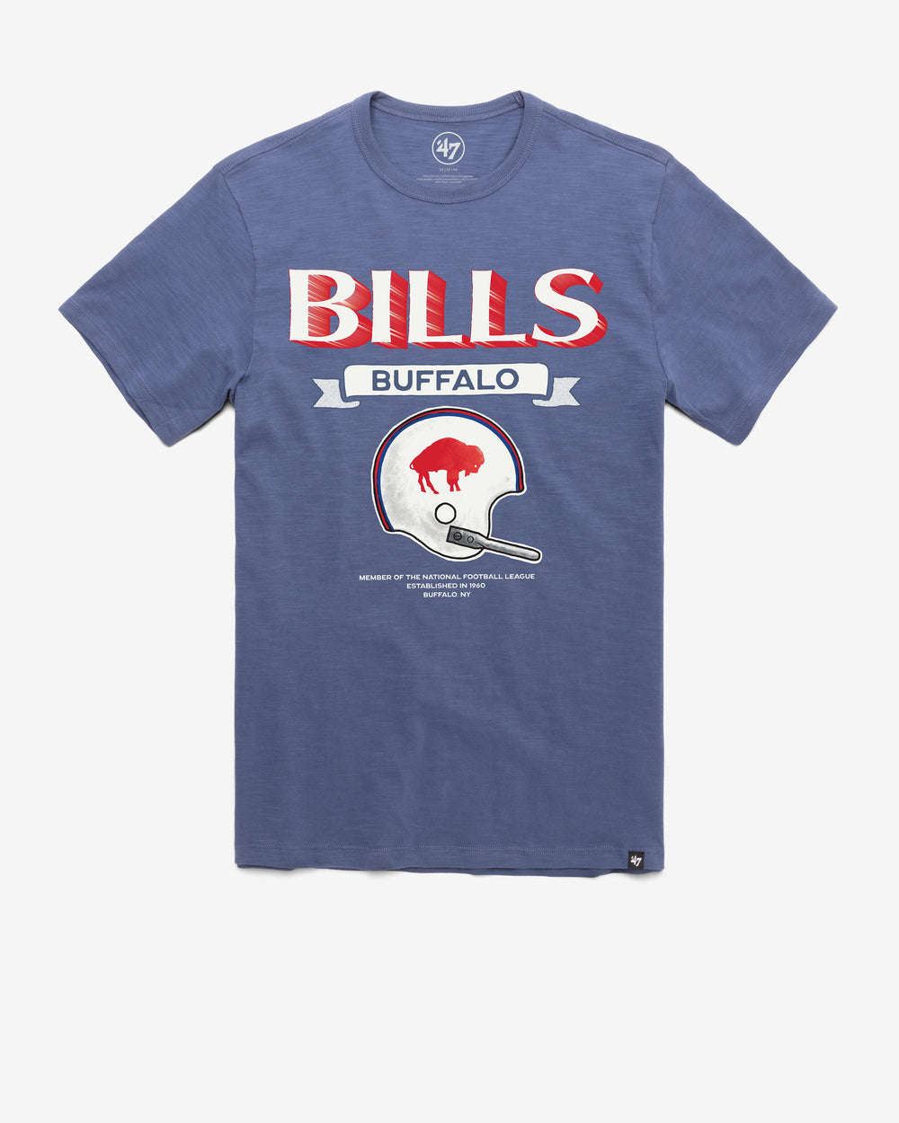 BUFFALO BILLS HISTORIC LONG HAUL '47 SCRUM TEE BLEACHER BLUE