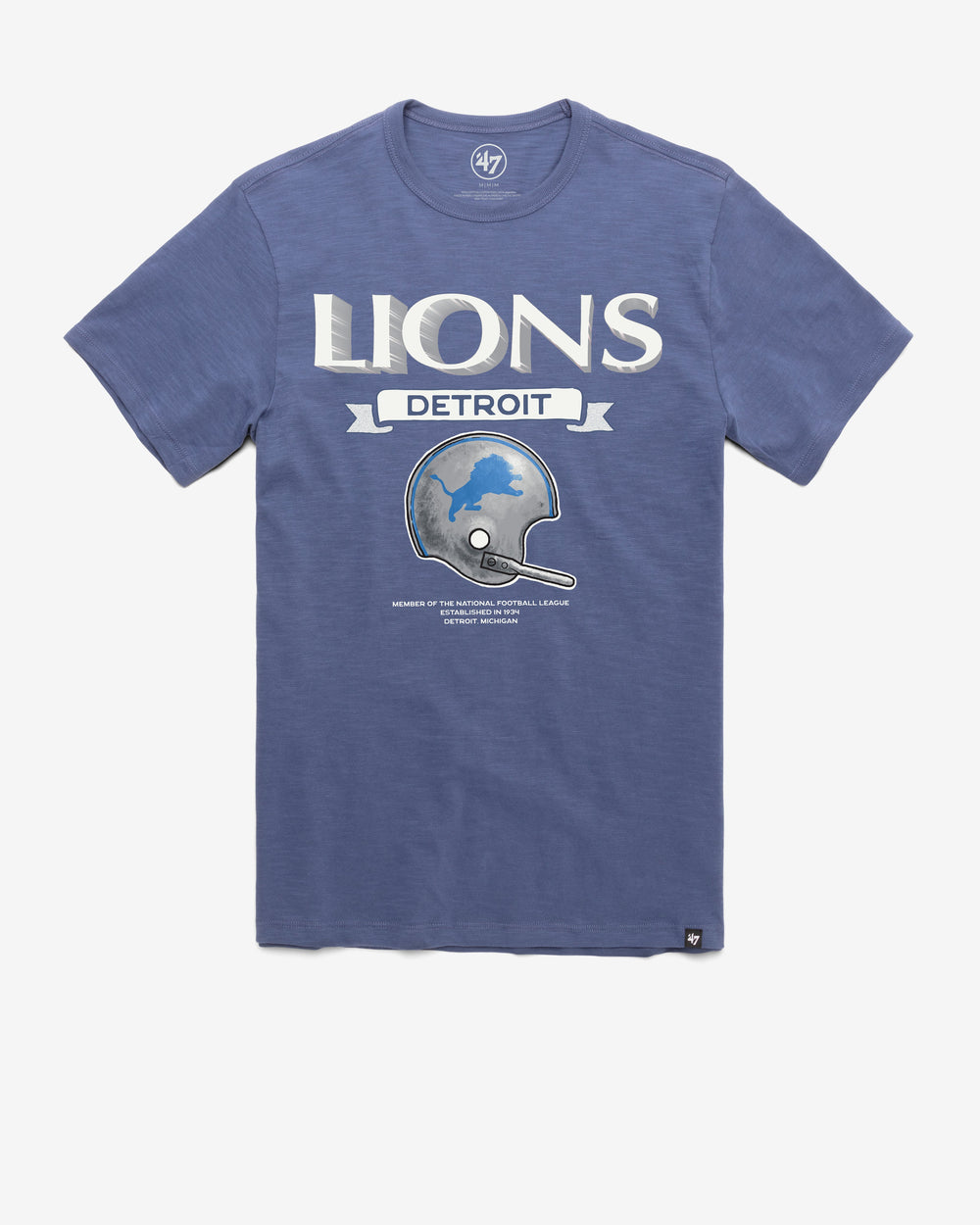 DETROIT LIONS HISTORIC LONG HAUL '47 SCRUM TEE BLEACHER BLUE