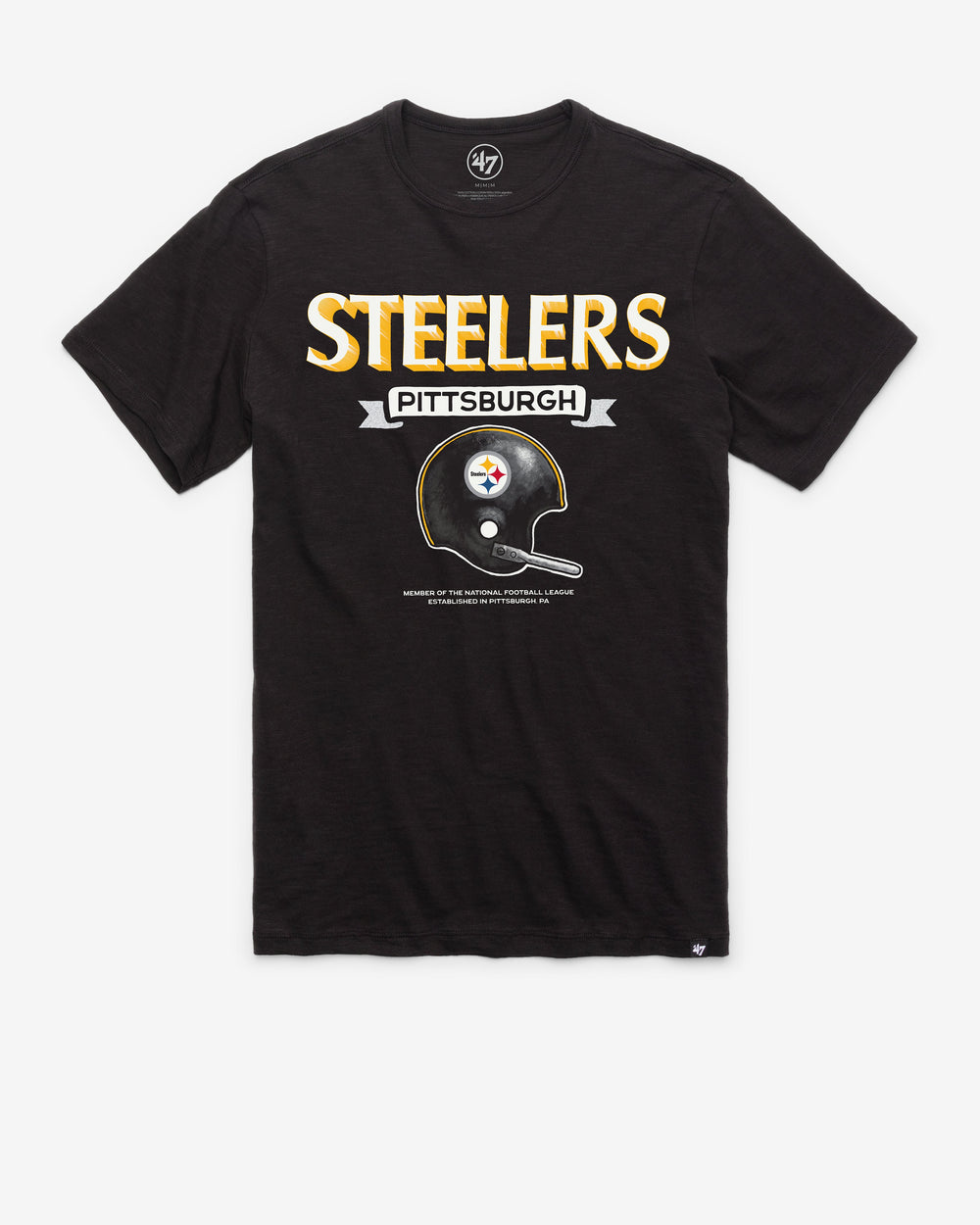 PITTSBURGH STEELERS HISTORIC LONG HAUL '47 SCRUM TEE JET BLACK