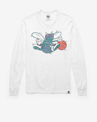 CHARLOTTE HORNETS HARDWOOD CLASSICS PREMIER '47 FRANKLIN LONG SLEEVE TEE WHITE WASH