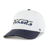 INDIANA PACERS HARDWOOD CLASSICS WORN SCRIPT '47 CLEAN UP MF MID FIT WHITE