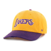 LOS ANGELES LAKERS HARDWOOD CLASSICS WORN SCRIPT '47 CLEAN UP MF MID FIT GOLD