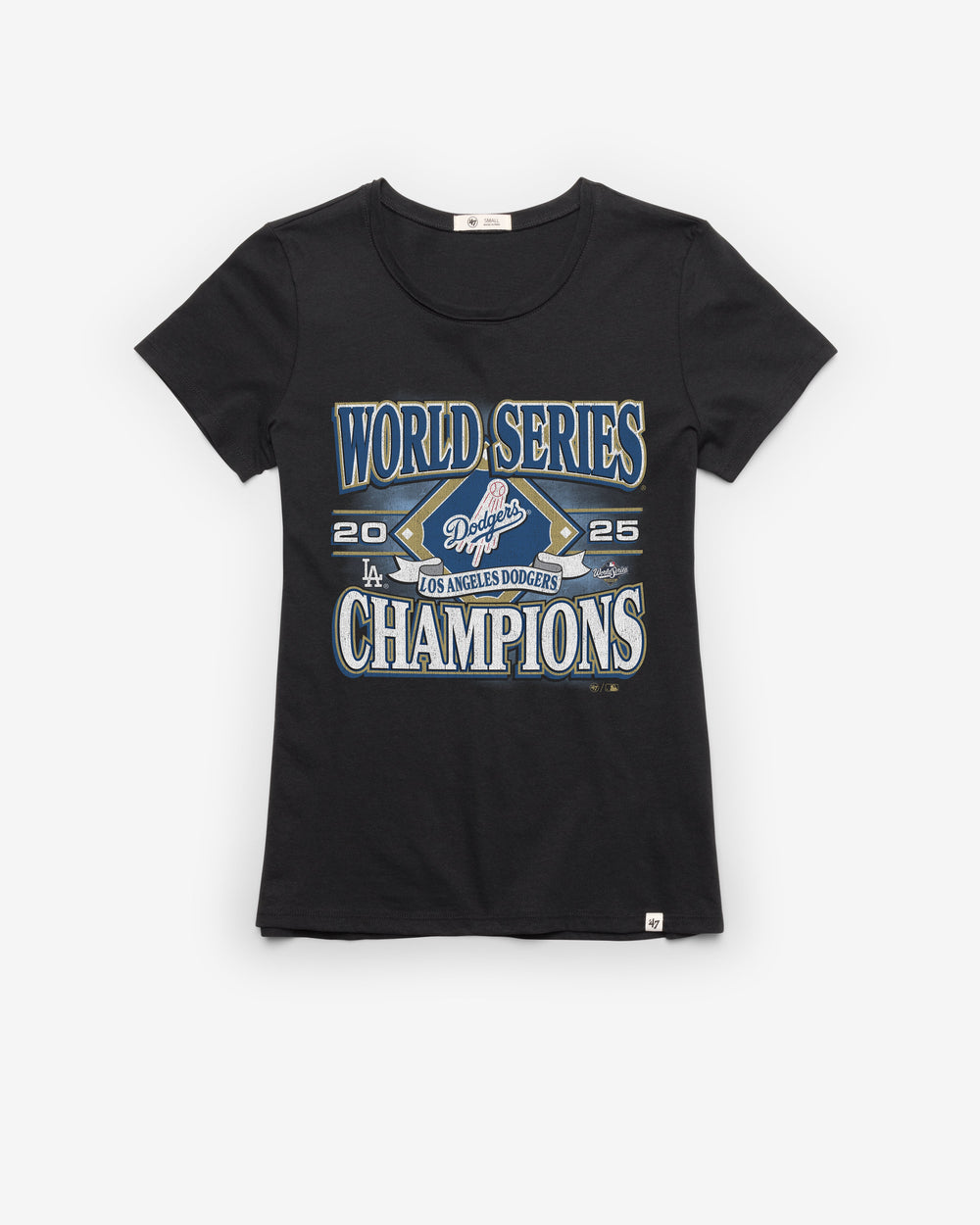 LOS ANGELES DODGERS 2025 WORLD SERIES CHAMPIONS '47 FRANKIE TEE WOMENS FLINT BLACK