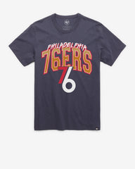 PHILADELPHIA 76ERS CITY EDITION SWISH FADE '47 FRANKLIN TEE ATLAS BLUE