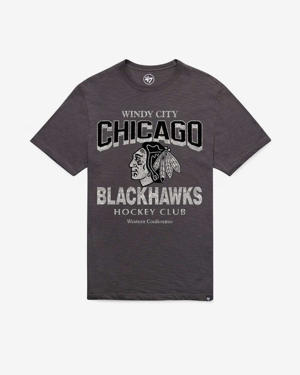 CHICAGO BLACKHAWKS HEAD ON '47 SCRUM TEE CHARCOAL