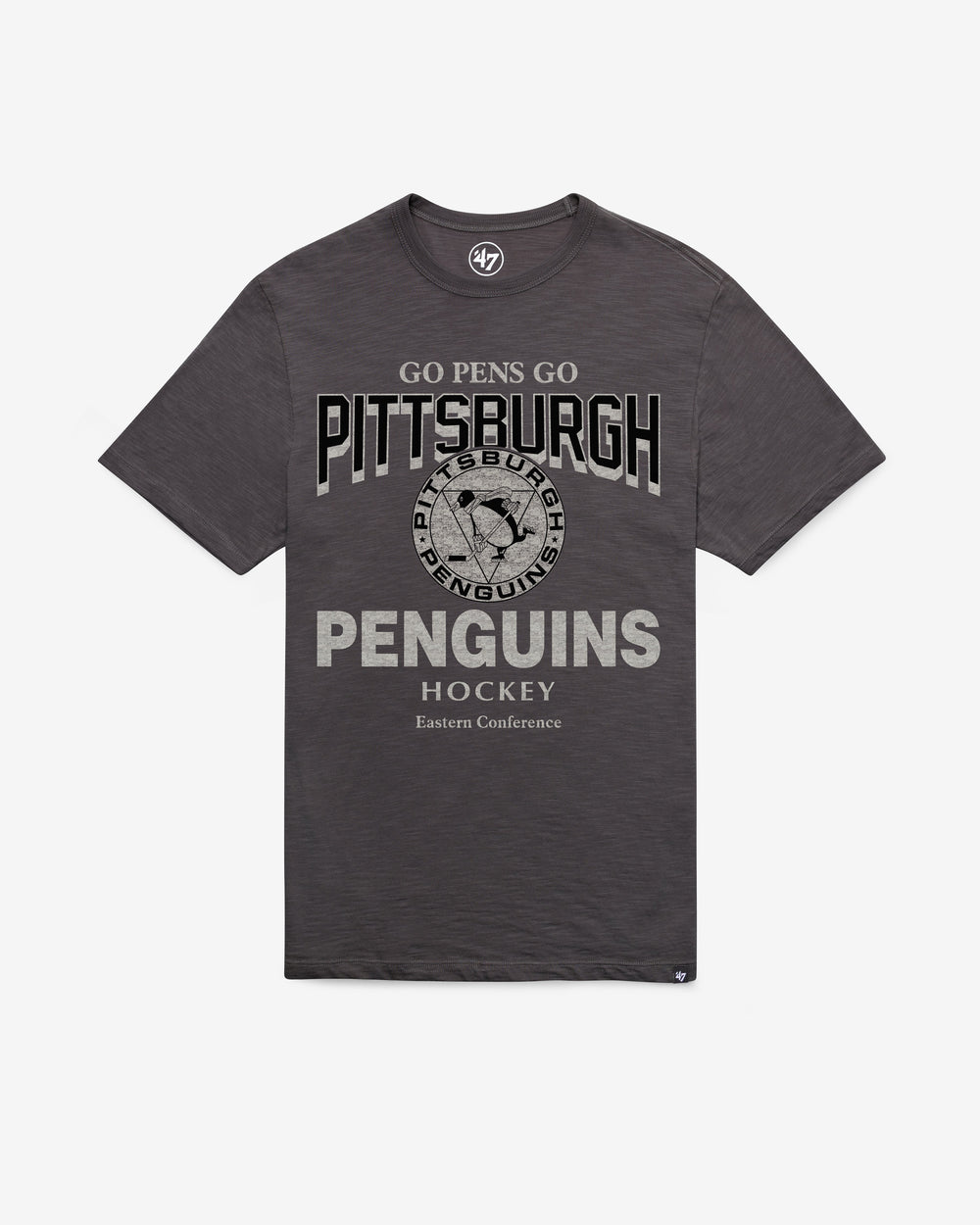 PITTSBURGH PENGUINS VINTAGE HEAD ON '47 SCRUM TEE CHARCOAL