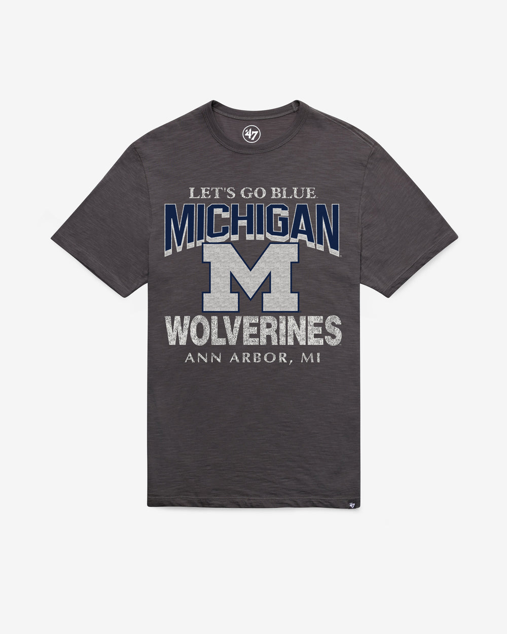MICHIGAN WOLVERINES HEAD ON '47 SCRUM TEE CHARCOAL