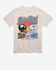PITTSBURGH STEELERS X DALLAS COWBOYS SUPER BOWL GRIDIRON DUELING '47 TUBULAR TEE DUNE