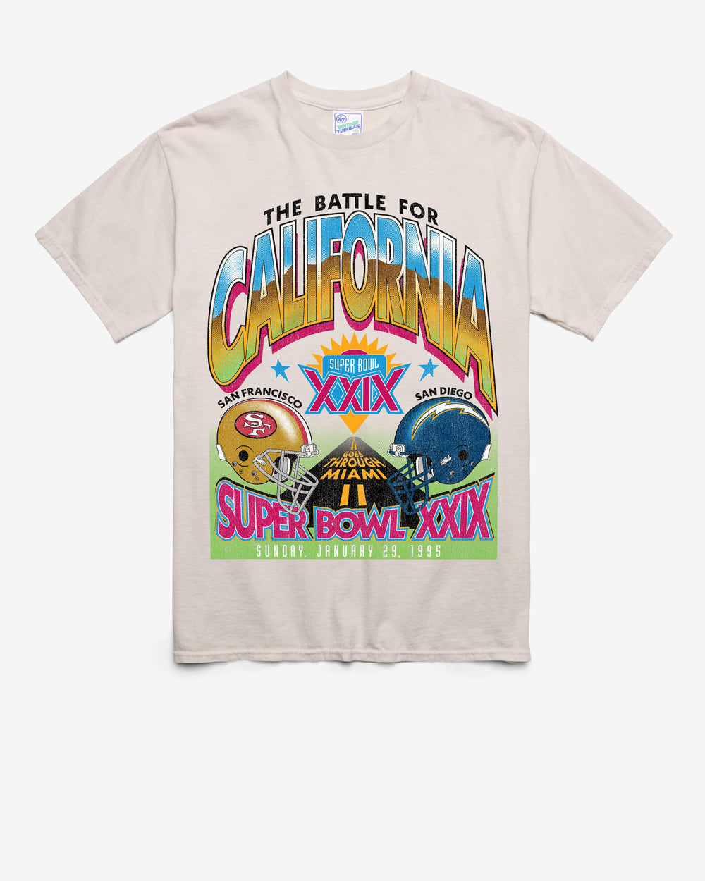 SAN FRANCISCO 49ERS X SAN DIEGO CHARGERS SUPER BOWL GRIDIRON DUELING '47 TUBULAR TEE DUNE