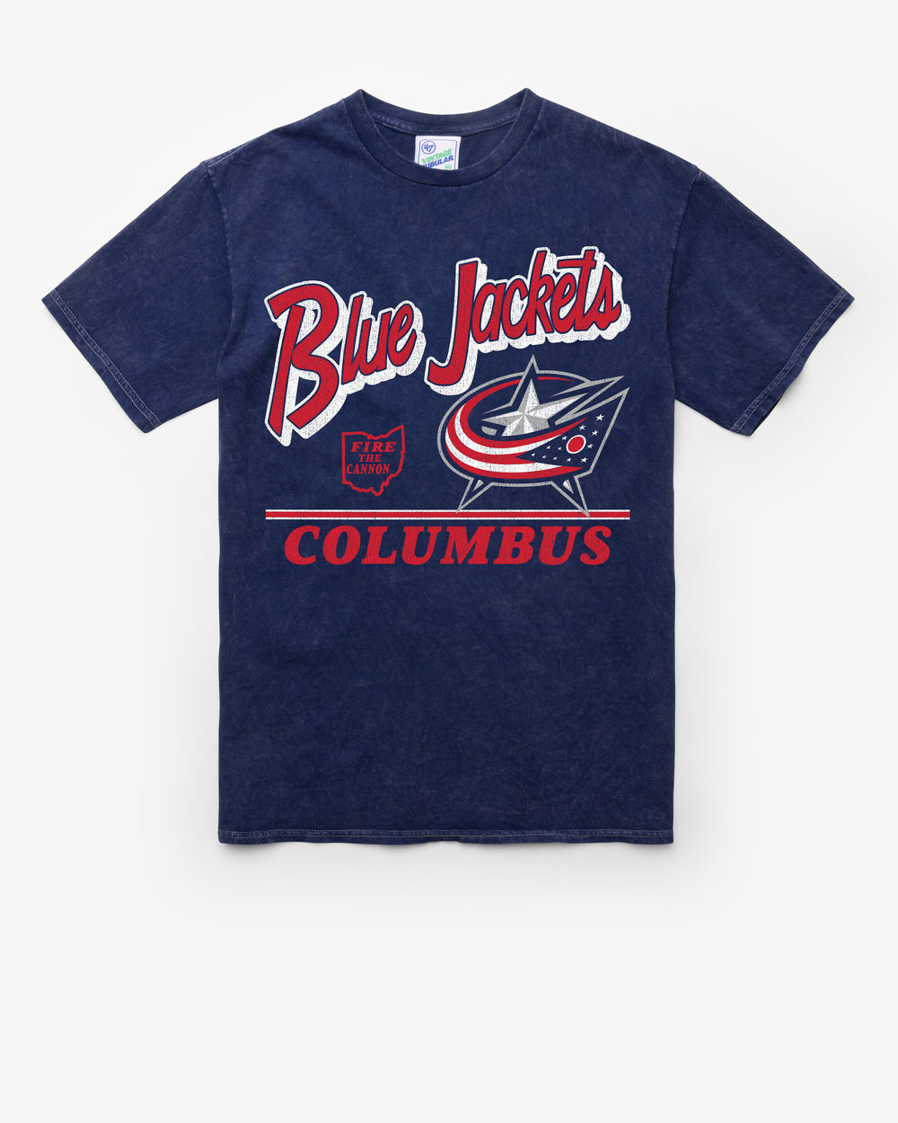 COLUMBUS BLUE JACKETS FLY BY VINTAGE '47 TUBULAR TEE DT NAVY