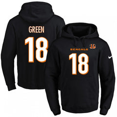Bengals #18 A.J. Green Black Name & Number Pullover NFL Hoodie 