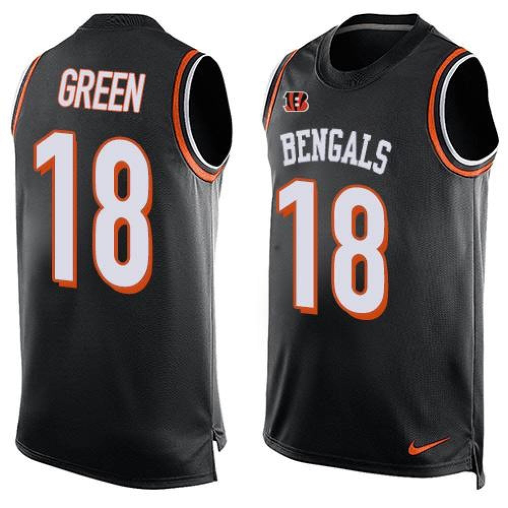 Bengals #18 A.J. Green Black Team Color Men's Stitched NFL Limited Tank Top Jersey 