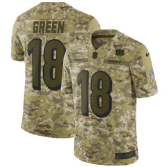 Men's Bengals #18 A.J. Green 2018 Camo Salute to Service Limited Stitched NFL Jersey 