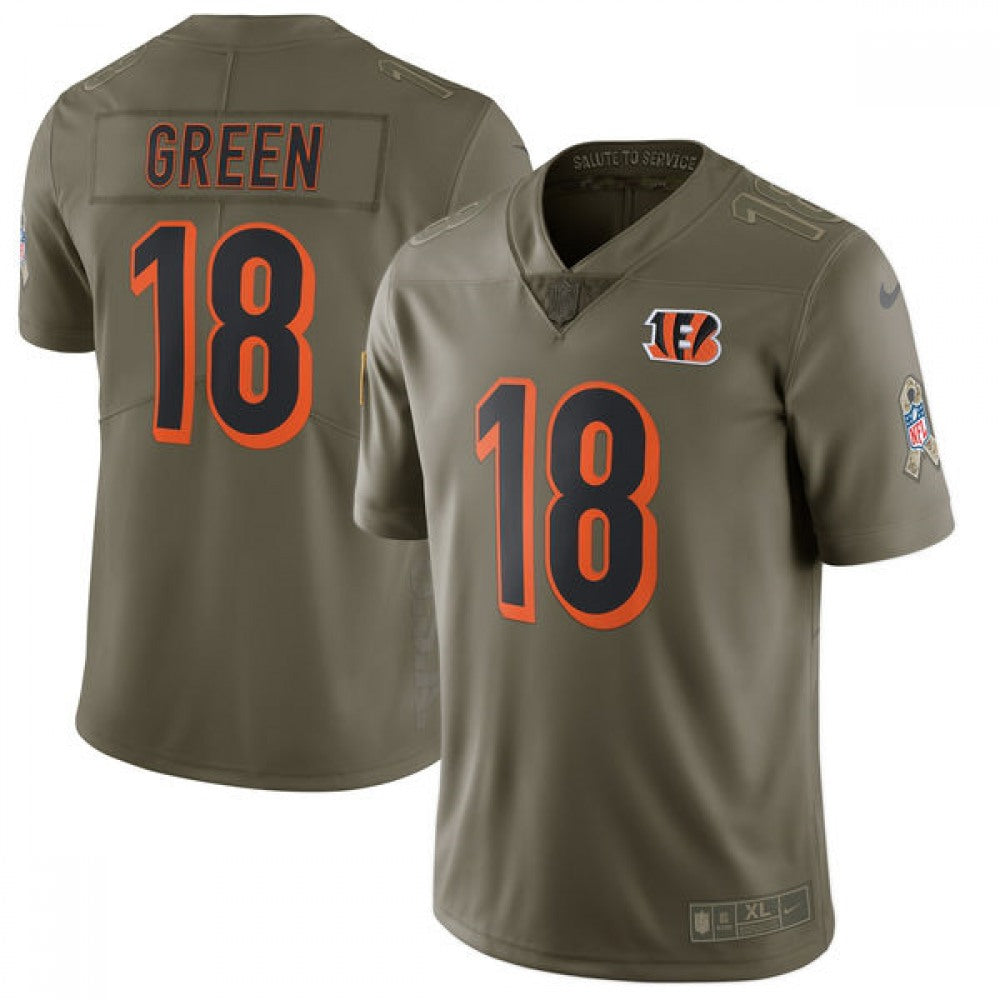 Youth Cincinnati Bengals #18 A.J. Green Olive Salute To Service Limited Stitched NFL Jersey 