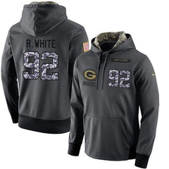 NFL Men's Green Bay Packers #92 Reggie White Stitched Black Anthracite Salute to Service Player Performance Hoodie 