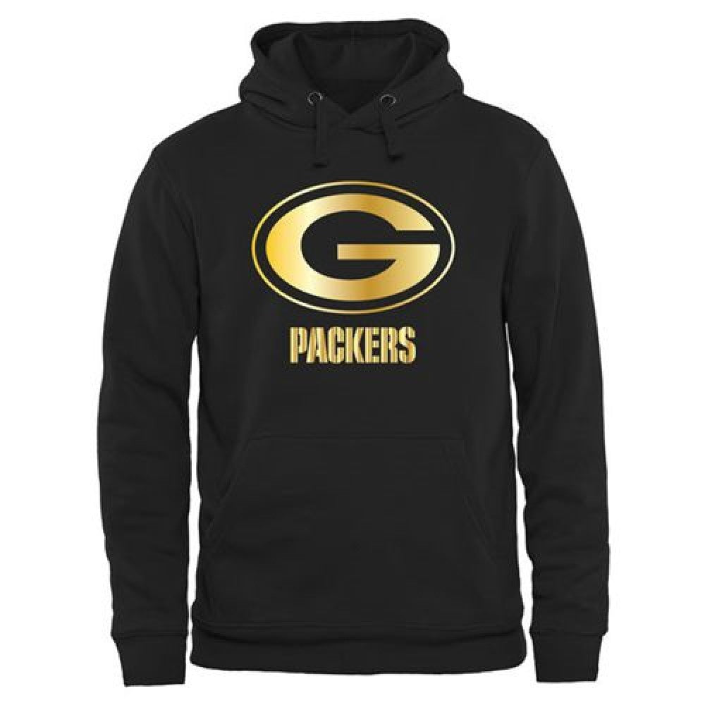 Men's Green Bay Packers Pro Line Black Gold Collection Pullover Hoodie 