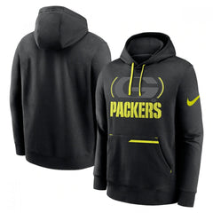 Men's Green Bay Packers Black Volt Pullover Hoodie 