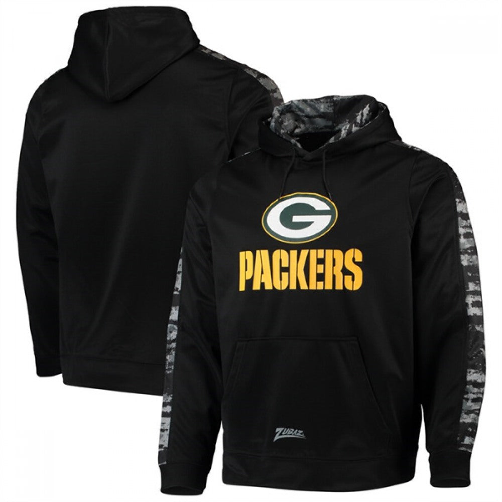 Men's Green Bay Packers Zubaz Black Tonal Oxide Pullover Hoodie 