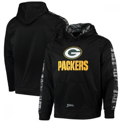 Men's Green Bay Packers Zubaz Black Tonal Oxide Pullover Hoodie 