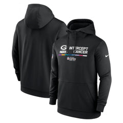 Men's Green Bay Packers 2022 Black Crucial Catch Therma Performance Pullover Hoodie 