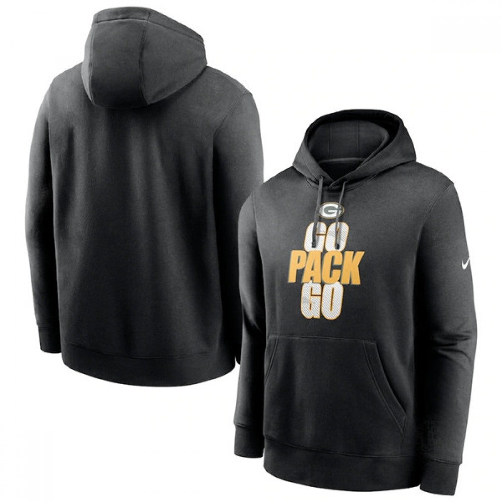 Men's Green Bay Packers Black Fan Gear Local Club Go Pack Go Pullover Hoodie 