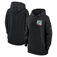 Women's Green Bay Packers Black 2023 Crucial Catch Club Pullover Hoodie(Run Small) 