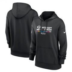 Women's Green Bay Packers 2022 Black NFL Crucial Catch Therma Performance Pullover Hoodie(Run Small) 