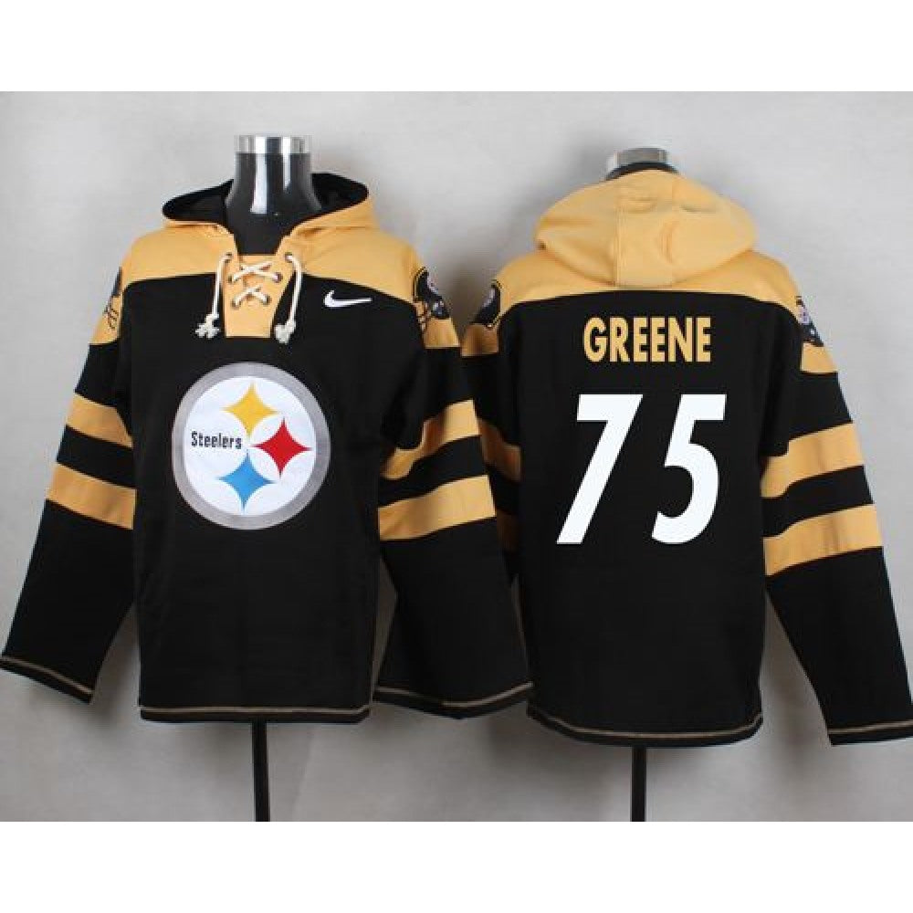 Steelers #75 Joe Greene Black Player Pullover NFL Hoodie 