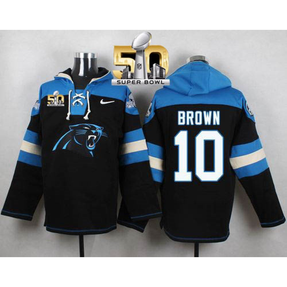 Panthers #10 Corey Brown Black Super Bowl 50 Player Pullover NFL Hoodie 