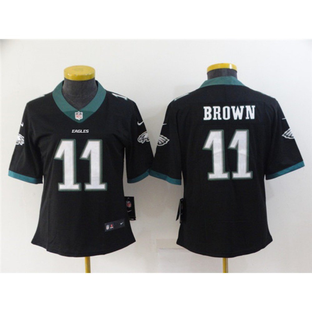Women's Philadelphia Eagles #11 A. J. Brown Black Vapor Stitched Football Jersey(Run Small) 