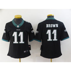 Women's Philadelphia Eagles #11 A. J. Brown Black Vapor Stitched Football Jersey(Run Small) 
